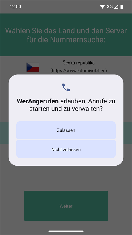 Anfrage nach Steuerung von Telefonanrufen