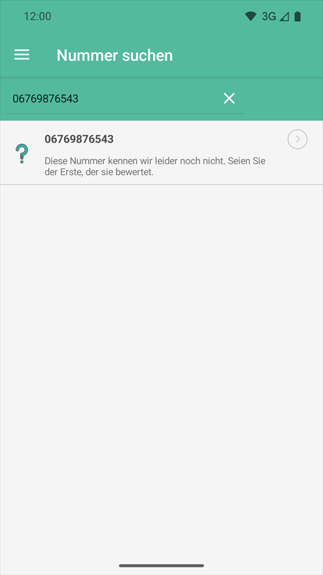 Telefonnummer nicht gefunden